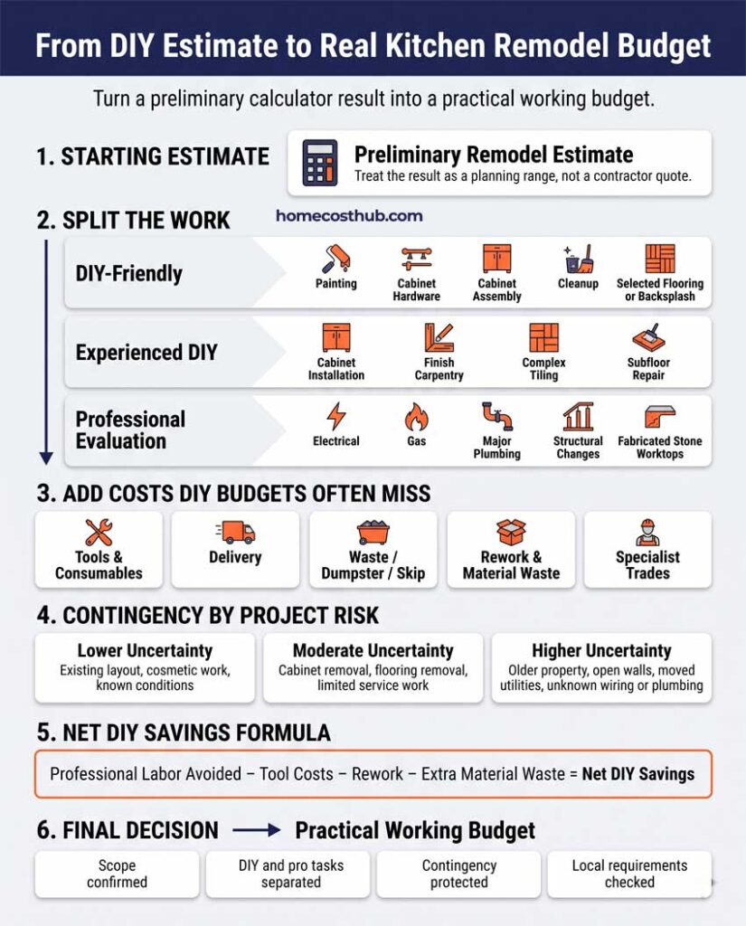 Infografis From Calculator Estimate to Real DIY Budget