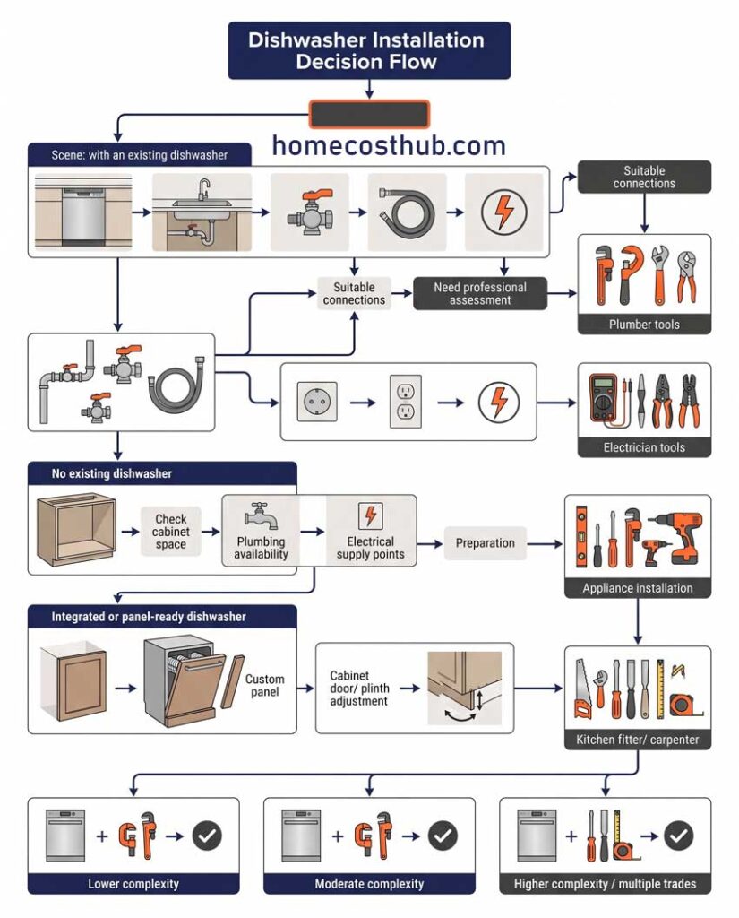 Infographic Dishwasher Installation Decision Flow