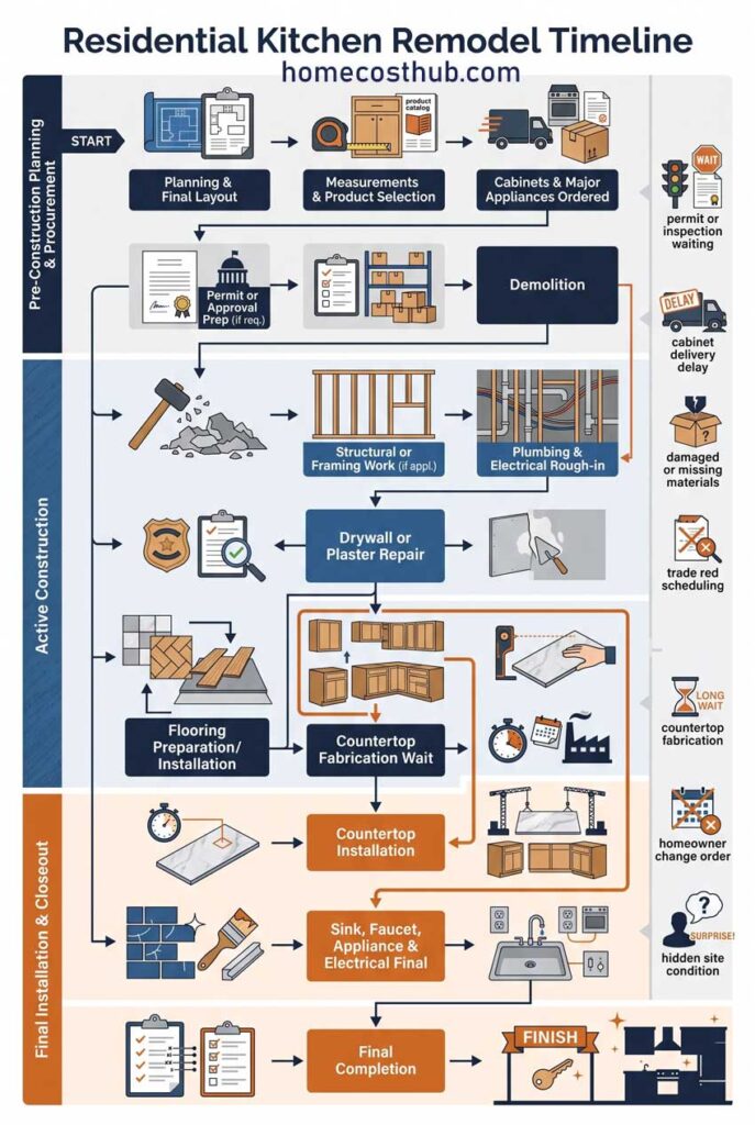 Infographic Kitchen Remodel Timeline & Critical Path