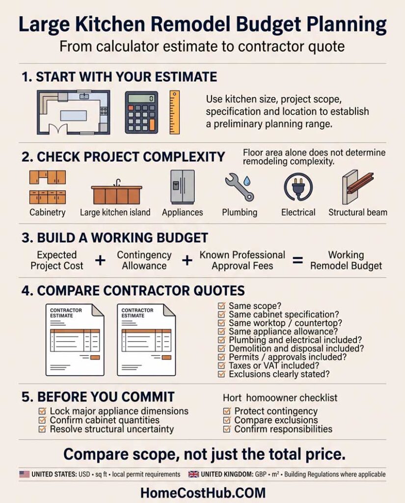 Large Kitchen Remodel Calculator 93 Infographic Large Kitchen Remodel Budget Planning