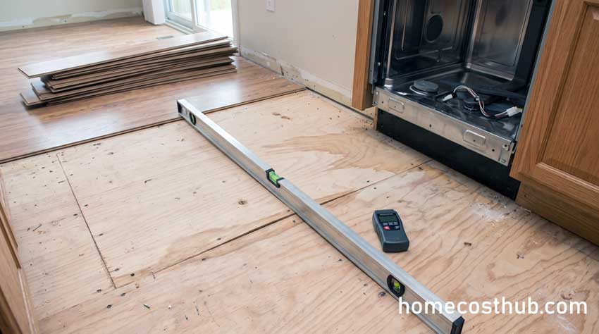 Kitchen Flooring Calculator 92 Kitchen subfloor inspection can reveal moisture damage, uneven areas, and repair needs that may change a flooring estimate.