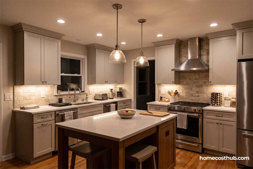 Kitchen Lighting Cost Calculator 91 Layered Kitchen Lighting