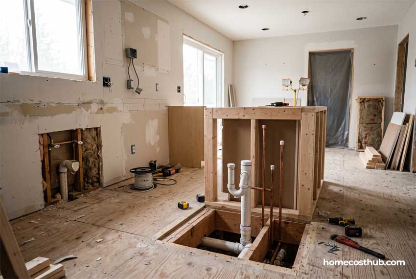 Kitchen Layout Change Calculator 92 Plumbing Relocation & Island Complexity