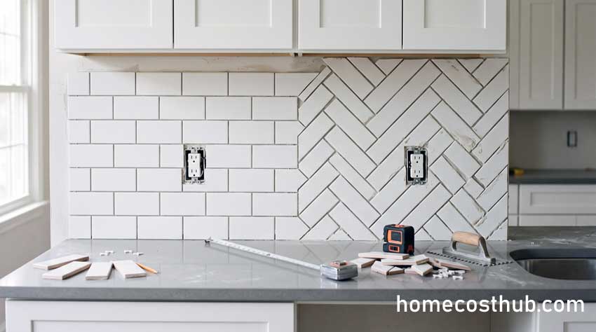 Backsplash Cost Calculator 12 Straight Lay vs Herringbone Installation